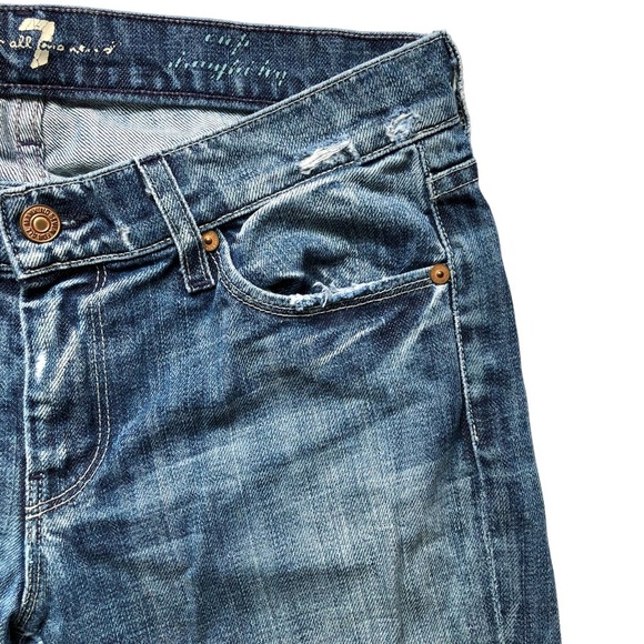 7FAM Crop Straight Leg Distressed Size 28 Capri Summer Jeans - Picture 5 of 13